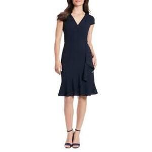 London Times Cap Sleeve Ruffle Faux Wrap Dress Women 18W NWT